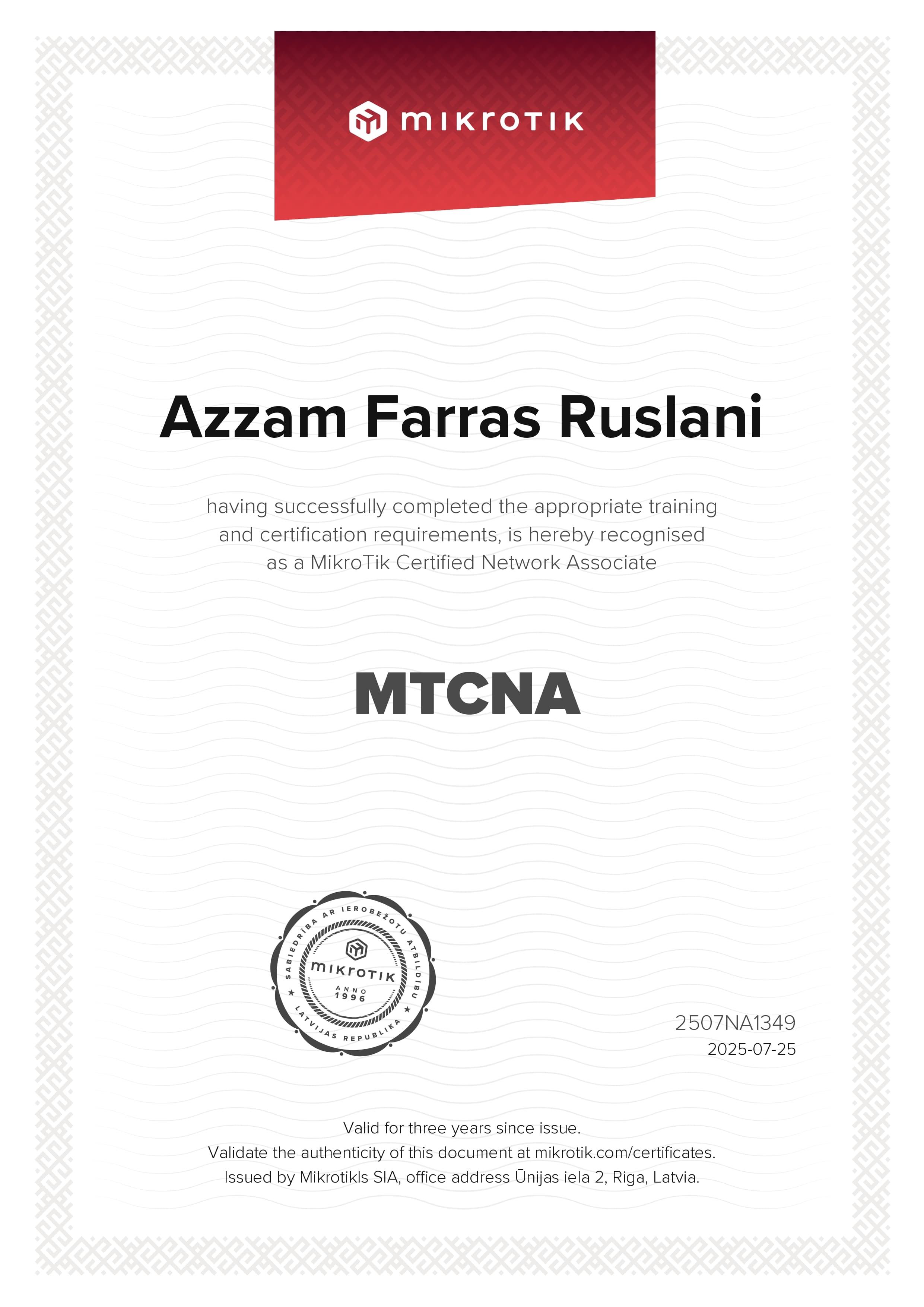 MikroTik Certified Network Associate (MTCNA)